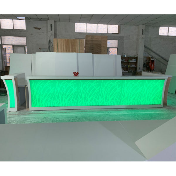 U shape rgb led translucent stone bar counter design