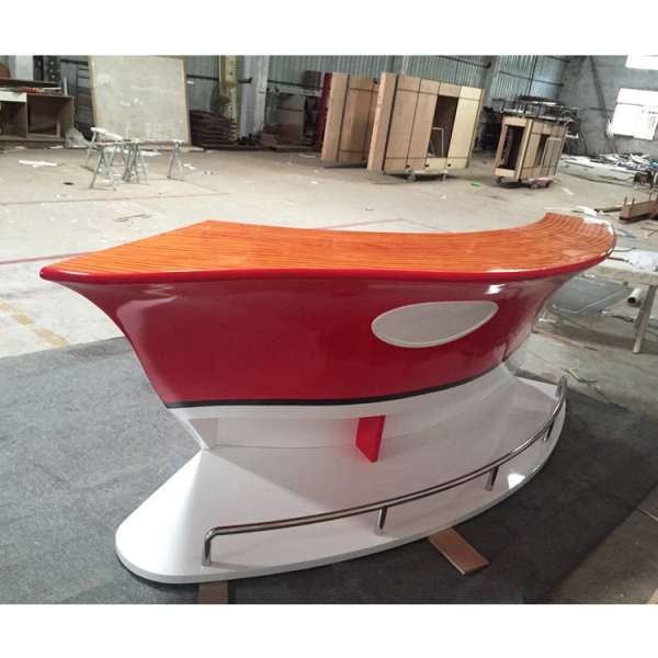 High end wooden lacquer red boat bar counter