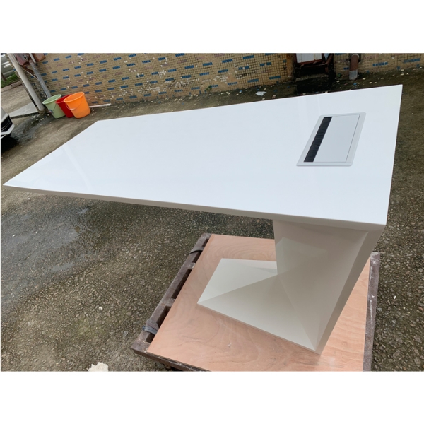 Small Size Z Shape White Front Office Furniture Desk Table