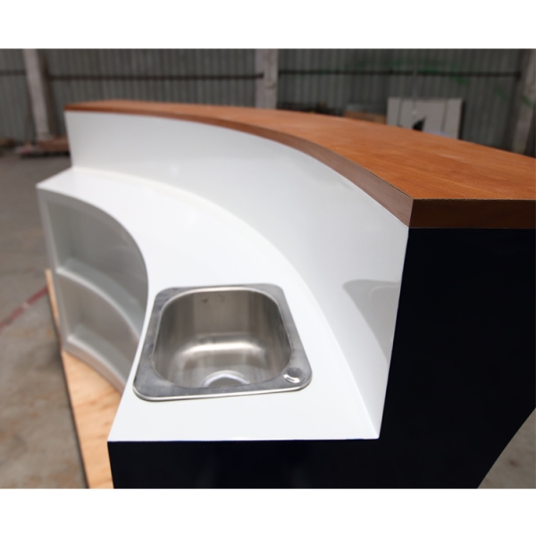 Solid Wood Blue Color Boat Bar Counter with Sink