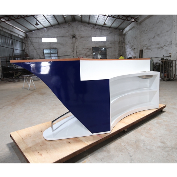 Solid Wood Blue Color Boat Bar Counter with Sink