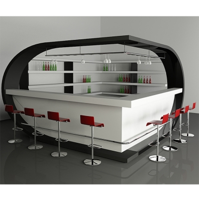 U Shaped Glossy Polished Salad Bar Counter Design...