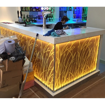 Small Size Yellow Led Lighted Bar Counter Glass Bar Table