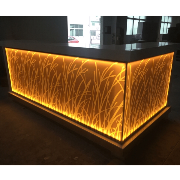 Small Size Yellow Led Lighted Bar Counter Glass Bar Table