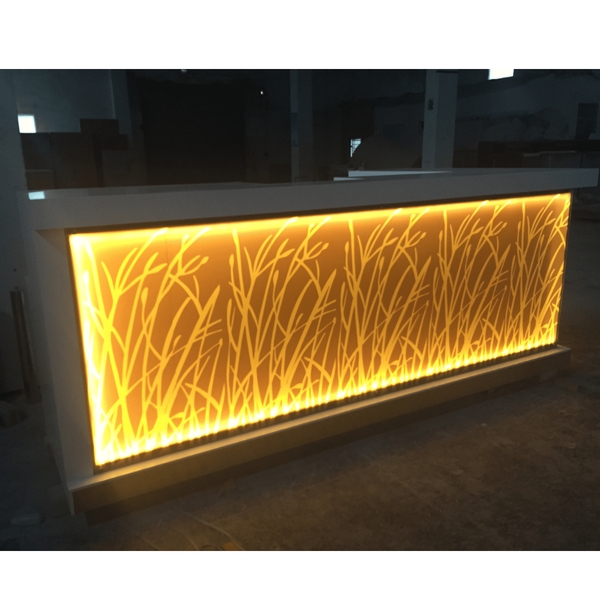 Small Size Yellow Led Lighted Bar Counter Glass Bar Table