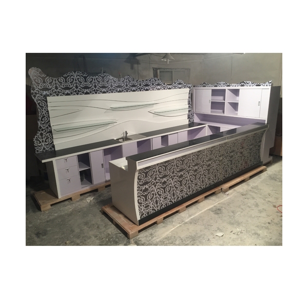 Black Translucent Stone Bar Dispaly Led Mobile Bar Counter Set