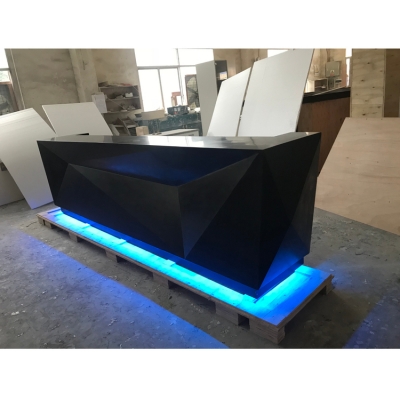 Black Acrylic Stone Led Bar Counter with Cabinet