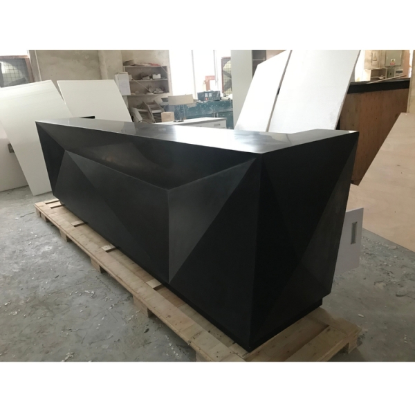 Black Acrylic Stone Led Bar Counter with Cabinet