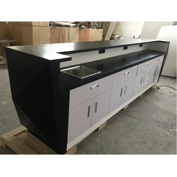 Black Acrylic Stone Led Bar Counter with Cabinet