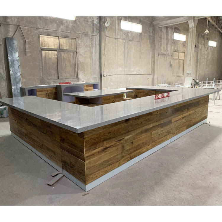 Large Square Commercial Coffee Bar Counter Quartz Top