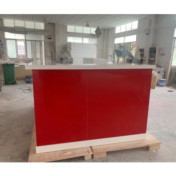 Red Color Solid Surface Coffee Shop Coffee Display Counter