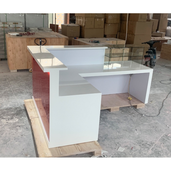 Red Color Solid Surface Coffee Shop Coffee Display Counter