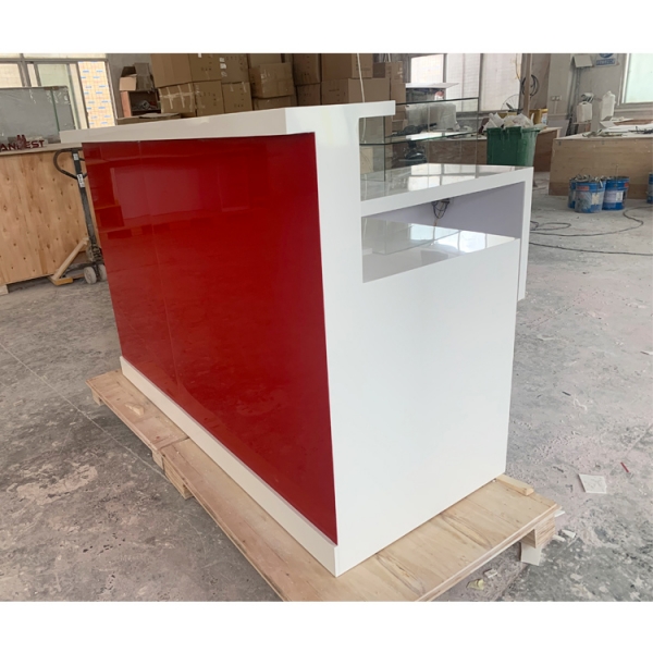 Red Color Solid Surface Coffee Shop Coffee Display Counter