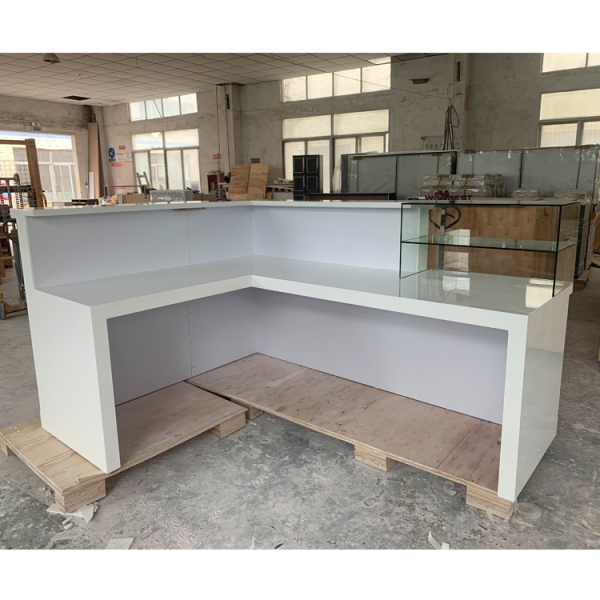 Red Color Solid Surface Coffee Shop Coffee Display Counter