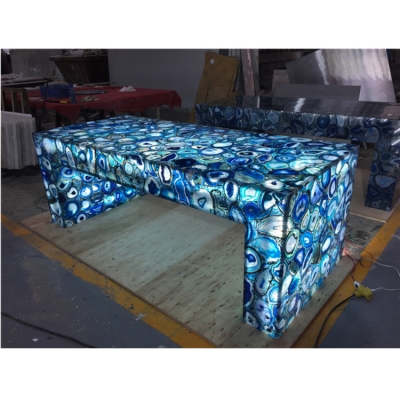 LED Lighted Agate Bar Table Furniture Counter...