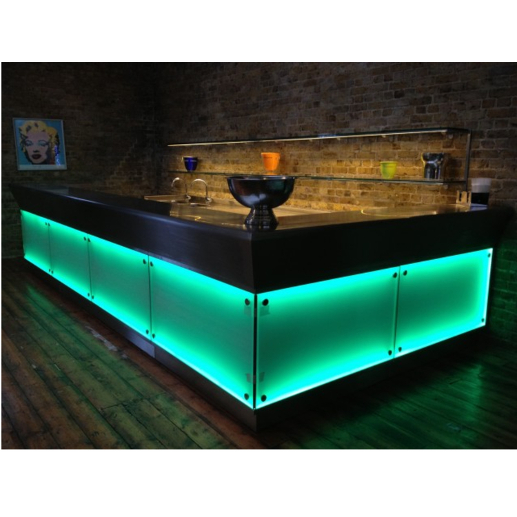 Black Corian Nightclub Bar Counter Display Front Table