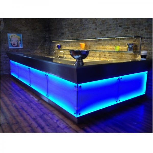 Black Corian Nightclub Bar Counter Display Front Table