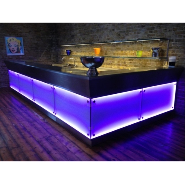 Black Corian Nightclub Bar Counter Display Front Table