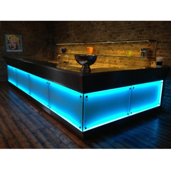 Black Corian Nightclub Bar Counter Display Front Table