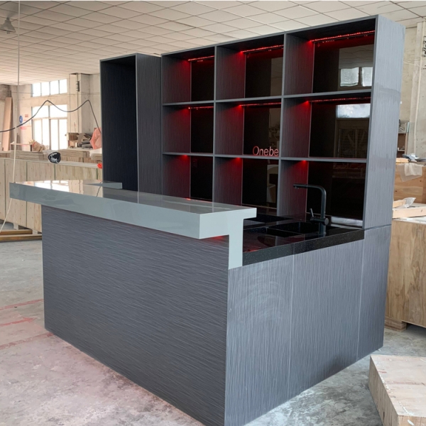 Concrete Grey Marble Traditional Residential Bar Counter LED