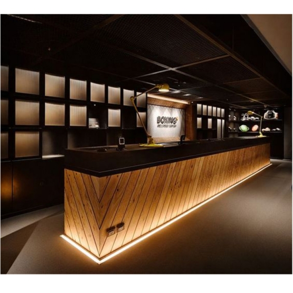 Quartz Stone Top Led Hotel Wood Bar Counter