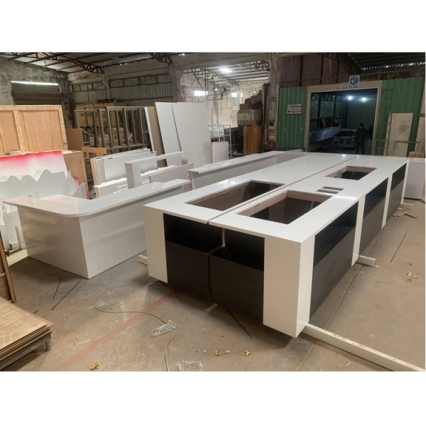 Shop Counter Large Bar Buffet Table with Back Display