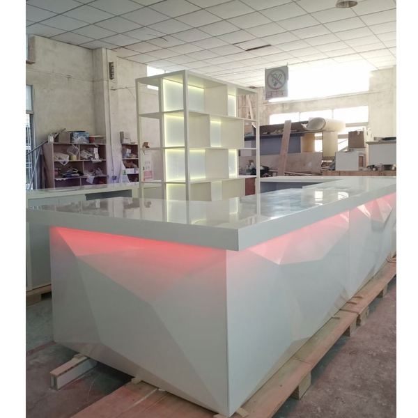 L Shape Solid Surface Cafe Shop Bar Counter Outdoor Furniture