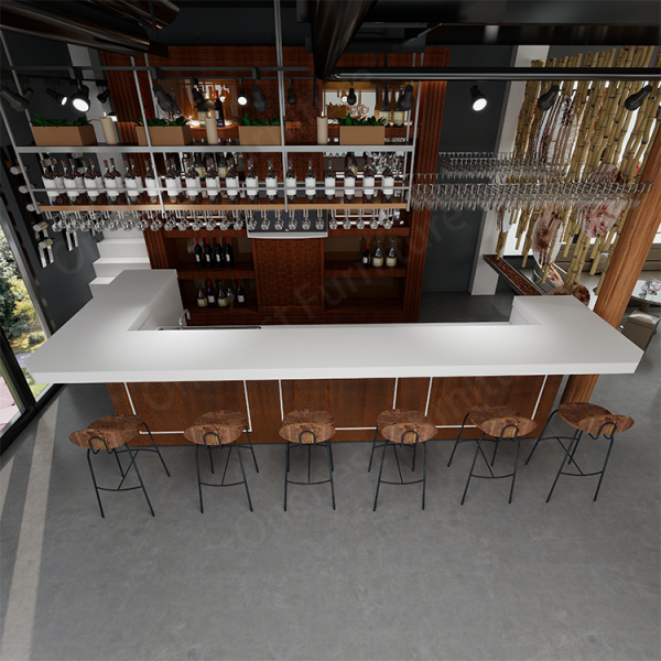 Design Hanging Wine Rack Small Ktv Snack Dinning Restaurant Bar Counter With Corian