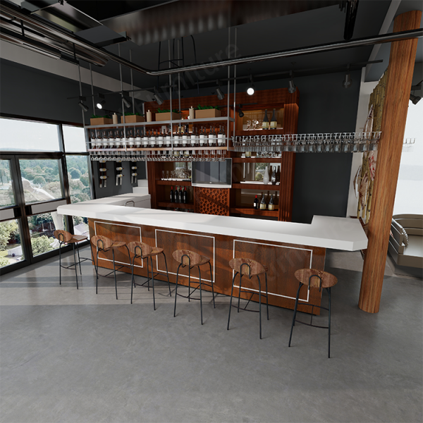 Design Hanging Wine Rack Small Ktv Snack Dinning Restaurant Bar Counter With Corian
