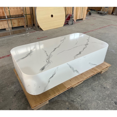 Round Corner Living Room Furniture White Marble Coffee Table