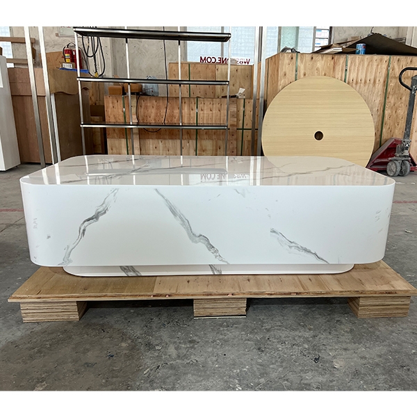 Round Corner Living Room Furniture White Marble Coffee Table