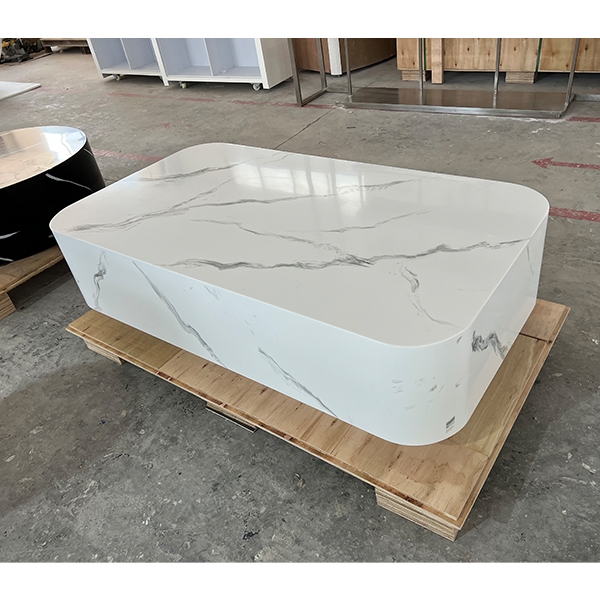 Round Corner Living Room Furniture White Marble Coffee Table
