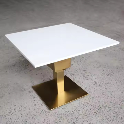 House Design Square Cafe Table Top with Gold Metal Base