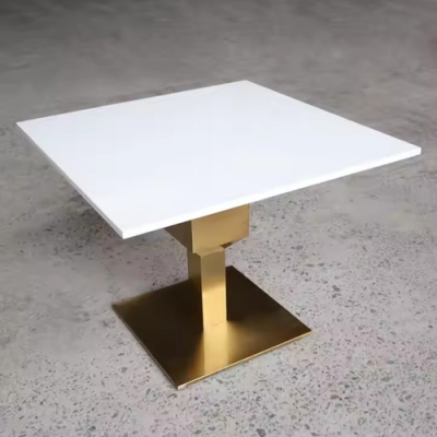 House Design Square Cafe Table Top with Gold Metal Base