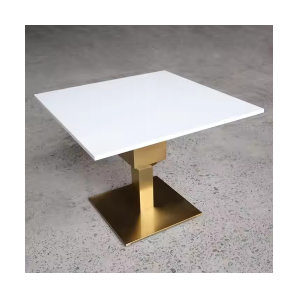 House Design Square Cafe Table Top with Gold Metal Base