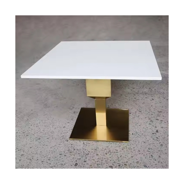 House Design Square Cafe Table Top with Gold Metal Base