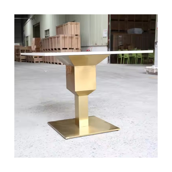 House Design Square Cafe Table Top with Gold Metal Base