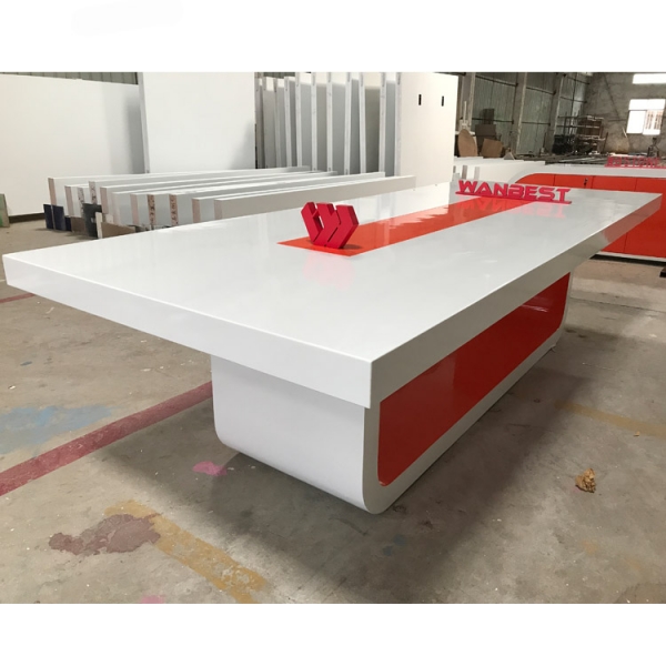 Orange and white wood meeting conference table