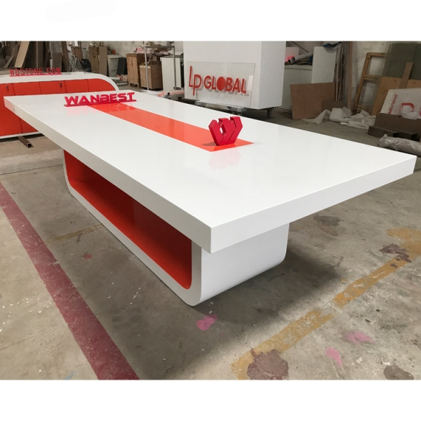 Orange and white wood meeting conference table