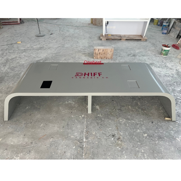 Grey Color Curved Shape Conference Table for 8 Persons