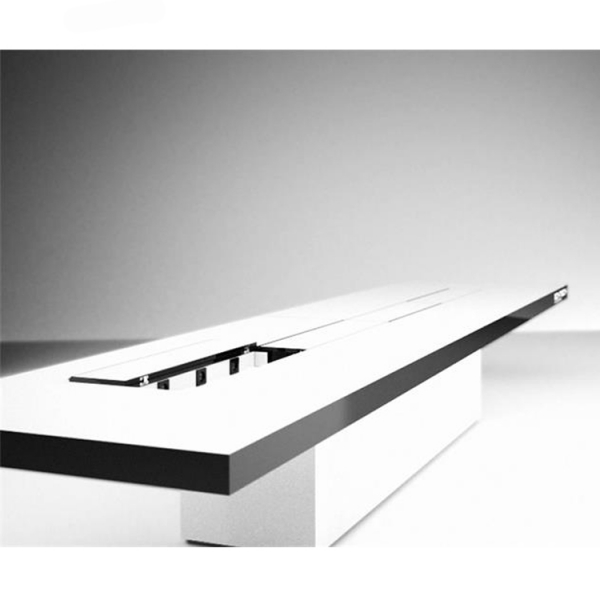 High Glossy White and Black Boardromm Table with Multimedia Sockets