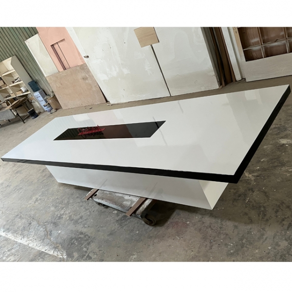 Faux Stone Office Furniture White Black Meeting Table Conference