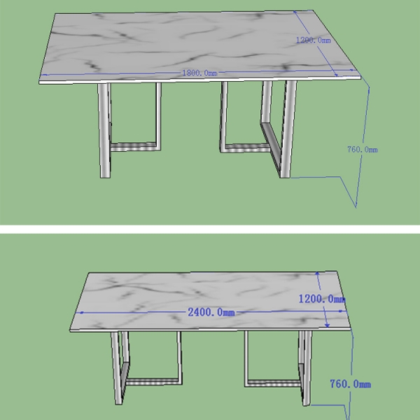 Carrara Marble Stone Top Conference Table Stainless Steel Base