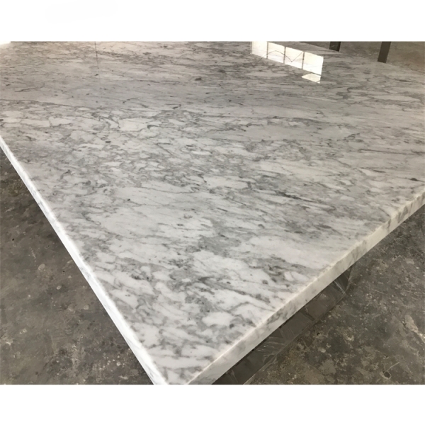 Carrara Marble Stone Top Conference Table Stainless Steel Base