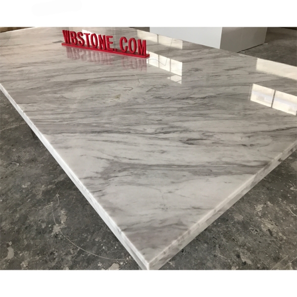 Carrara Marble Stone Top Conference Table Stainless Steel Base