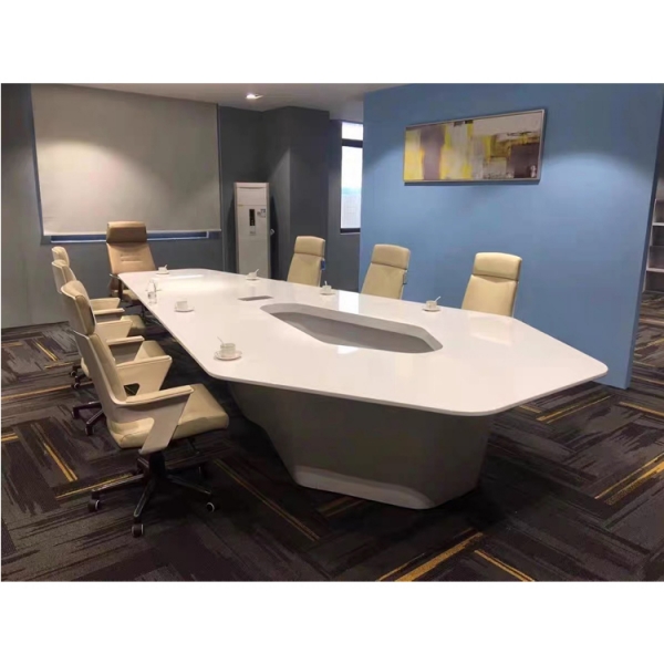 Exported USA Design White Rhombus Conference Table and Chairs