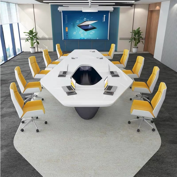 Exported USA Design White Rhombus Conference Table and Chairs