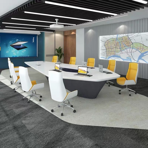 Exported USA Design White Rhombus Conference Table and Chairs