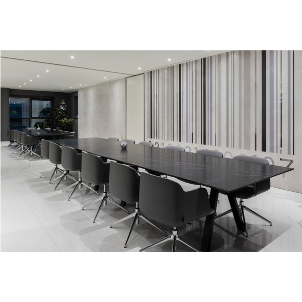 Modern style black marble quartz stone office meeting table conference
