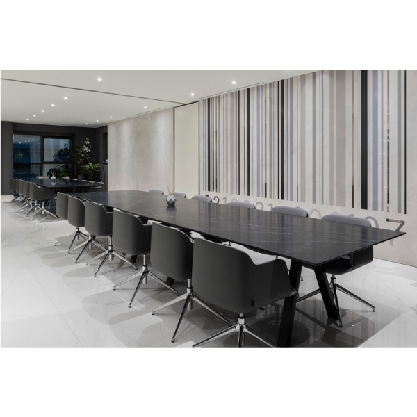 Modern Style Black Marble Quartz Stone Office Meeting Table Conference